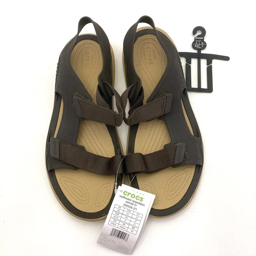 Crocs Swiftwater Expedition Sandal Brown Adjustable Sport Water Shoe Mens NEW
